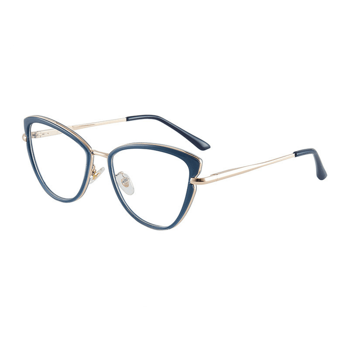 Eyeglass Frame Cat Eye Flat Mirror Plain Blue Light Block - MRSLM