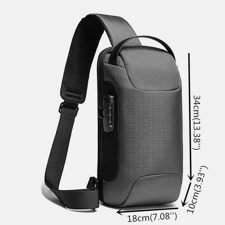 Men Oxford USB Charging Multi-Layers Waterproof Outdoor Crossbody Bag Chest Bag Sling Bag - MRSLM