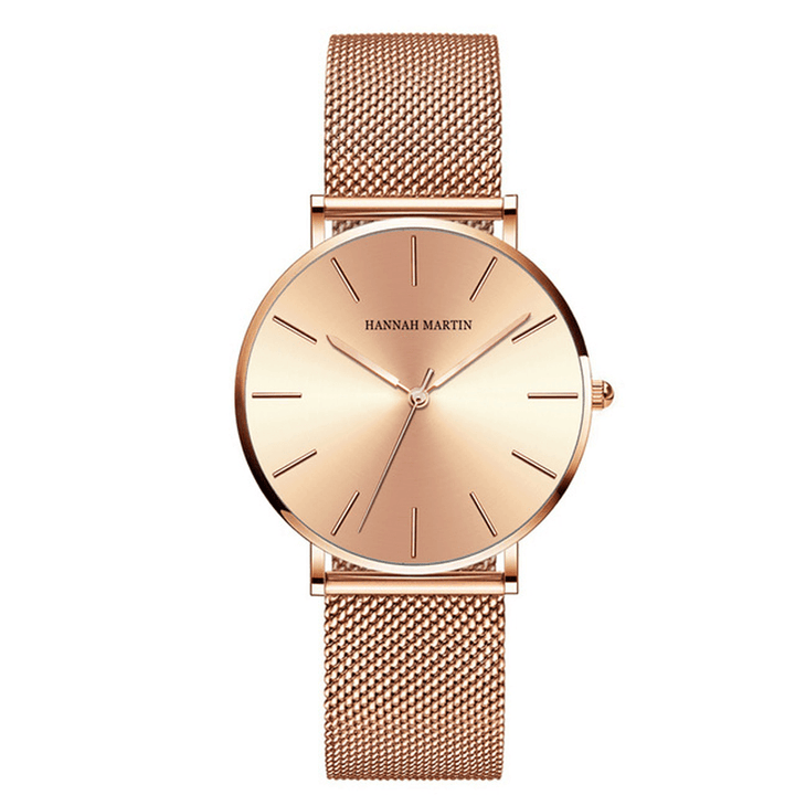 Hannah Martin CC36 Simple Women Watch Elegant Metal Case Stainless Steel Strap Female Quartz Watch - MRSLM