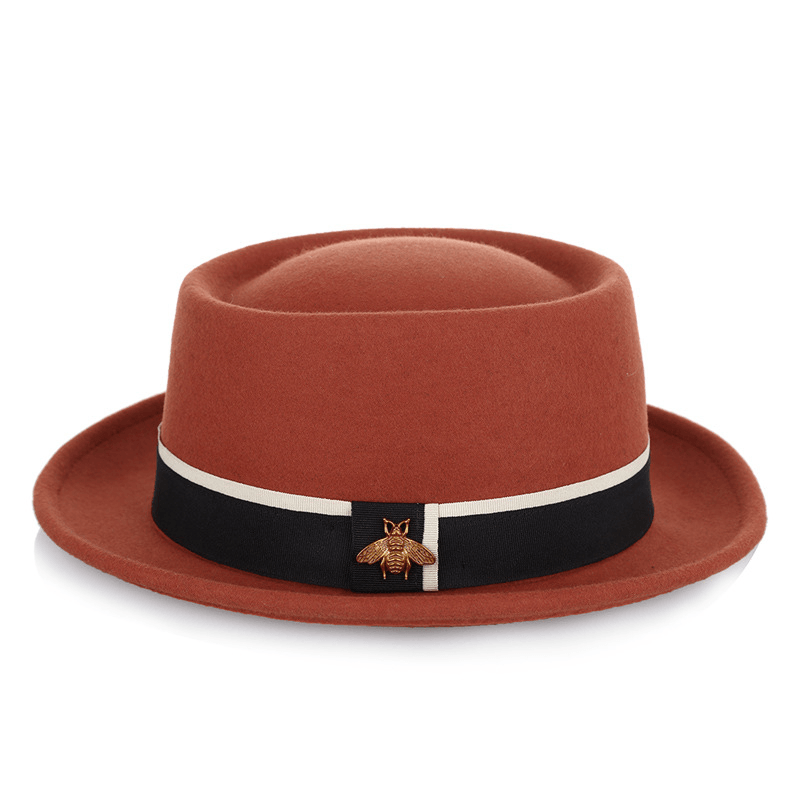 Ladies Pure Wool Ladies Fashion Little Bee Accessories Top Hat - MRSLM