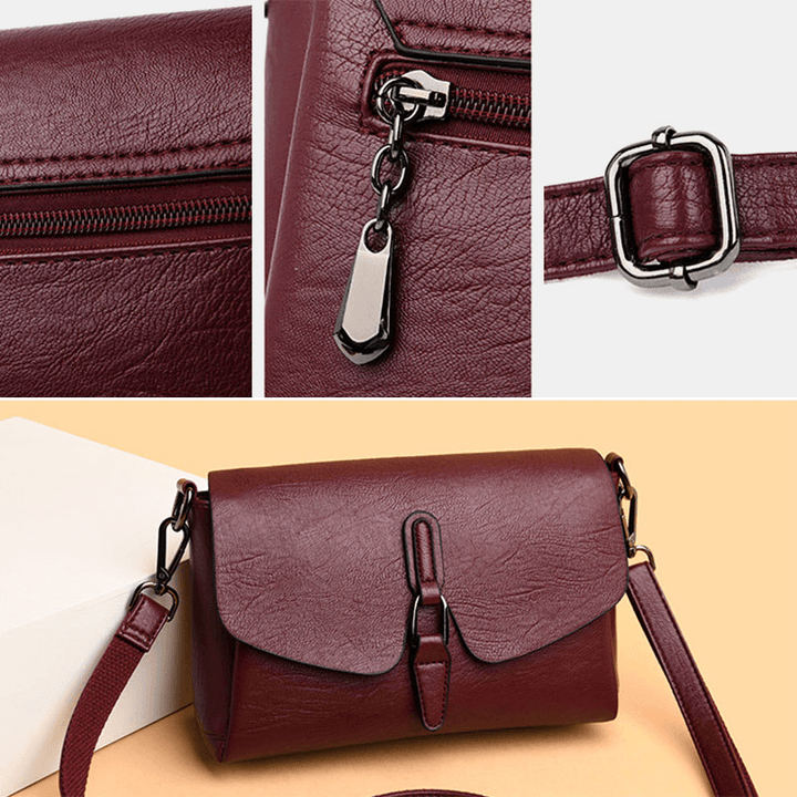 Women Retro Faux Leather Waterproof Magnetic Snap Shoulder Bag 6.5 Inch Phone Bag Crossbody Bag - MRSLM