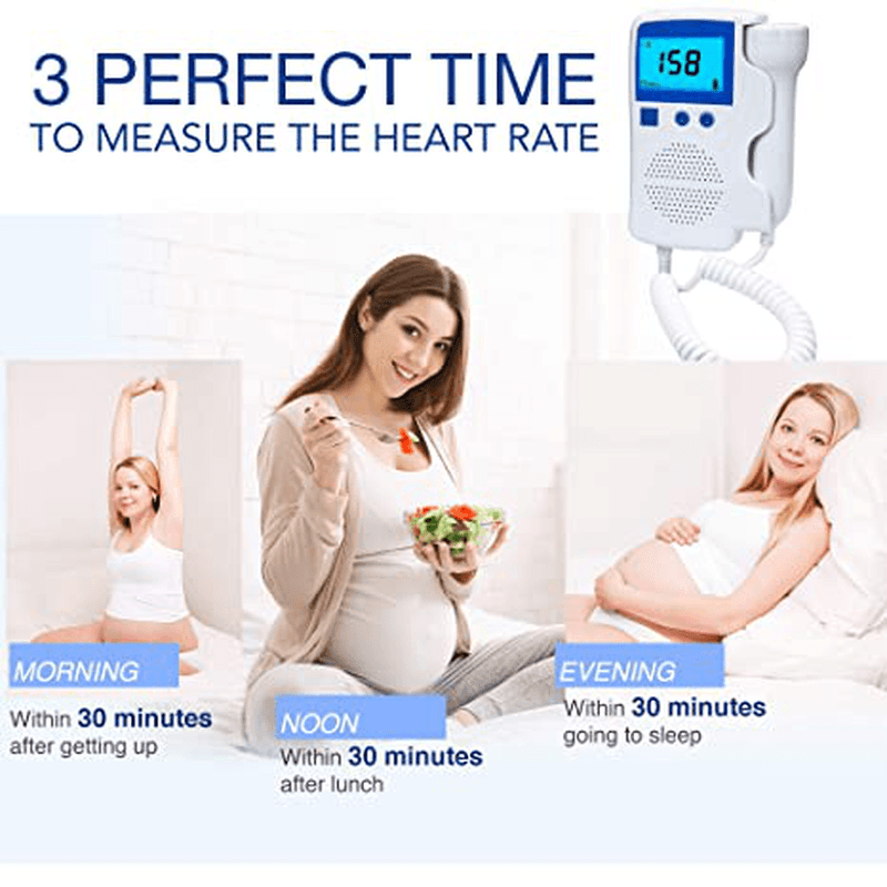 Doppler Fetal Heart Rate Monitor Baby Heartbeat Detector Health Prenatal Probe Intelligent Dynamic Monitoringor for Pregnɑncy Gifts for First Time Moms - MRSLM