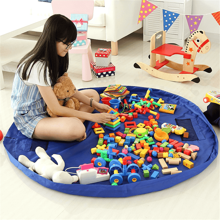 59Inch Kid Toys Storage Bag Folding Drawstring Beam Port Finishing Home Organizer Camping Picnic Mat - MRSLM