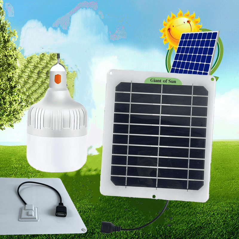 60W 12V Solar Panel USB with LED Light Bulb Monocrystalline Silicon Solar Power Stabilizer Panel - MRSLM