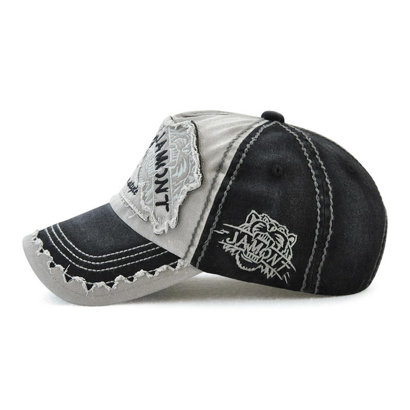 Men Women Canvas Letter Printted Patchwork Peaked Cap - MRSLM