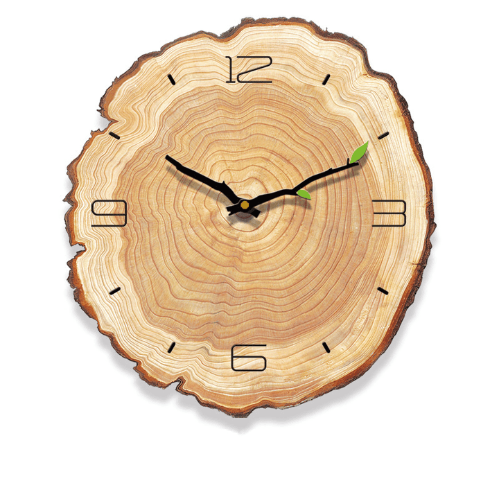 MW002 Creative Wooden Pattern Wall Clock Mute Wall Clock Quartz Wall Clock for Home Office Decorations - MRSLM