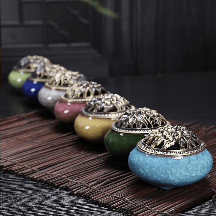 Ceramic Incense Burners Portable Porcelain Censer Buddhism Incense Holder Home Tea House Yoga Studio Decorations - MRSLM