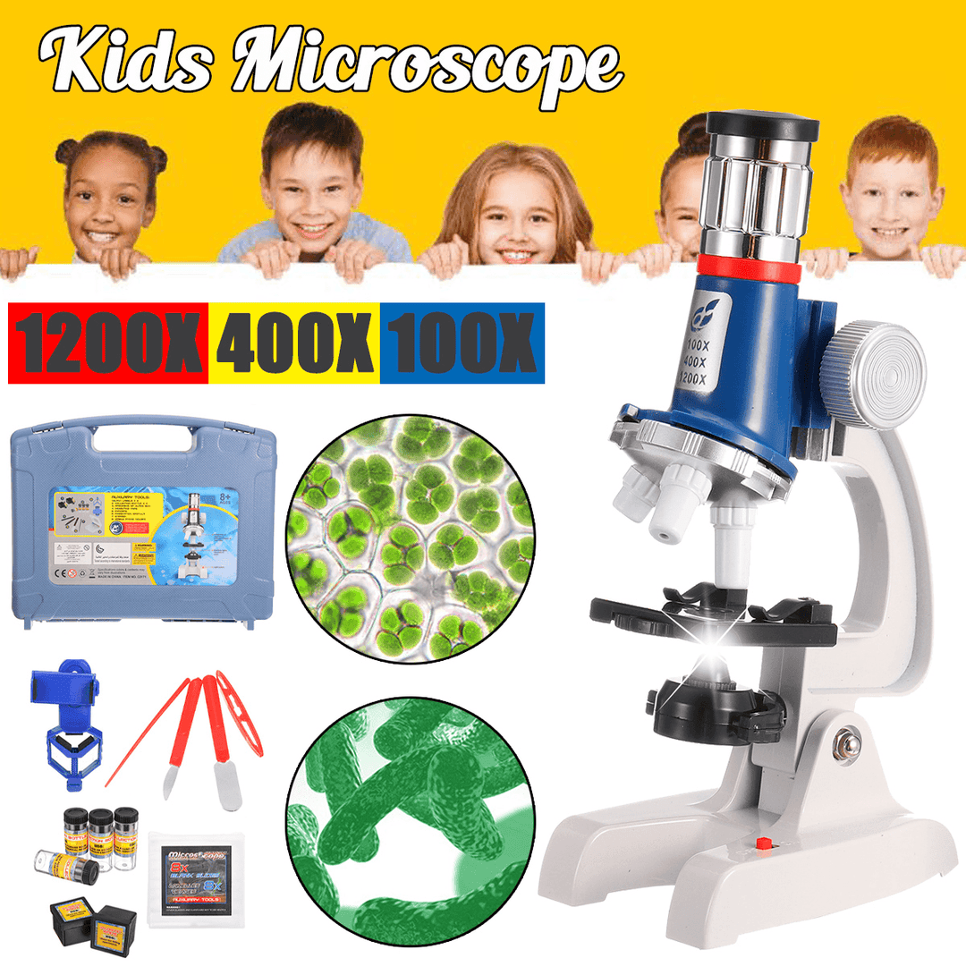 1200X 400X 100X Magnification Kids Microscope Children Science Educational Toy - MRSLM