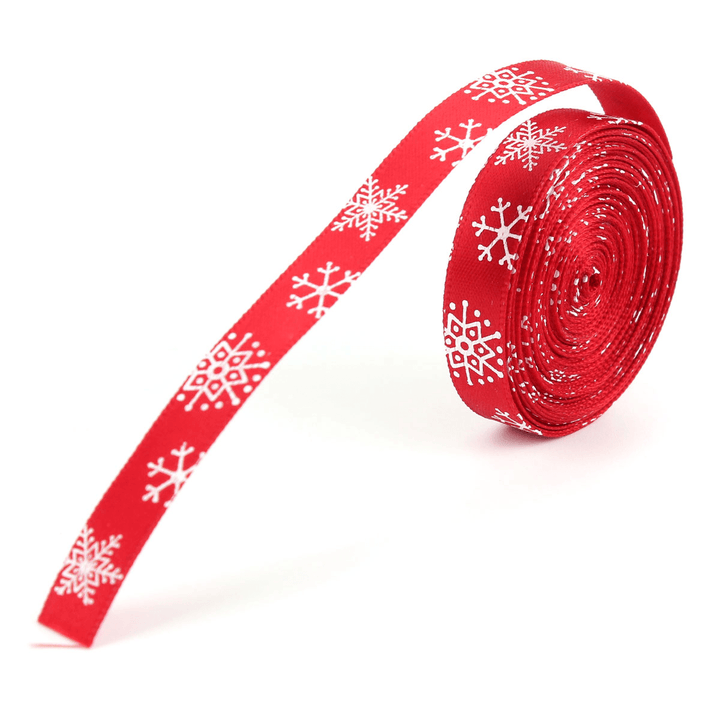 5 Yard 10Mm Printed Merry Christmas Tree Grosgrain Ribbon DIY Craft - MRSLM