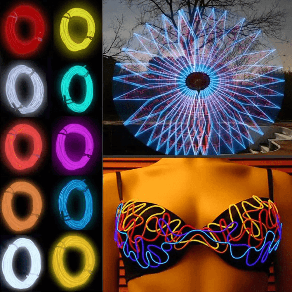 6Mm EL Wire LED Neon Light Flexible Light Strip LED Rope Tube Sewable Tagled Lamp for Home Dance Party Car Decor - MRSLM