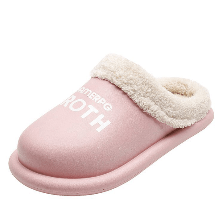 Women Comfy Winter Warm Waterproof Plush Indoor Slippers - MRSLM