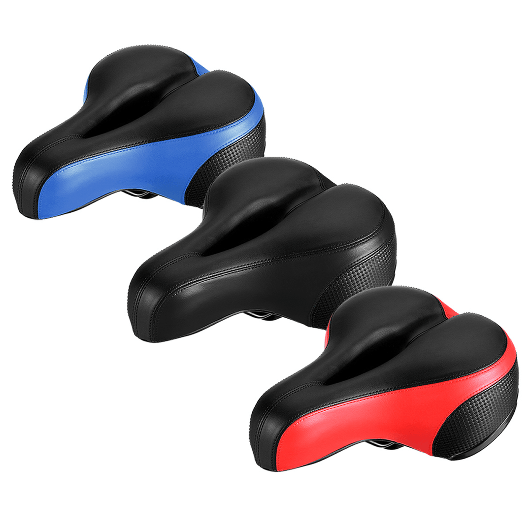 BIKIGHT Wide Bum Cycling Sprung Bike Saddle Bicycle Seat Gel Cushion Comfort Soft Saddles with Reflective Stripe - MRSLM