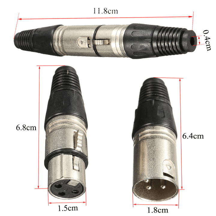 10 Pair XLR 3 Pin Male Female MIC Snake Plug Audio Microphone Adapter Microphone Cable Connector - MRSLM