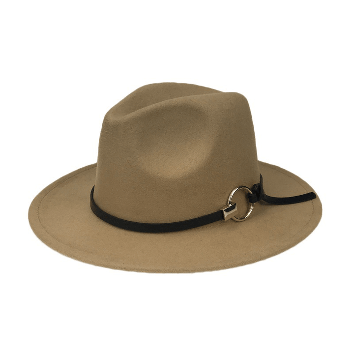 Men Women Vintage Felt Panama Style Beach Hat England Wide Brimmed Top Hat - MRSLM