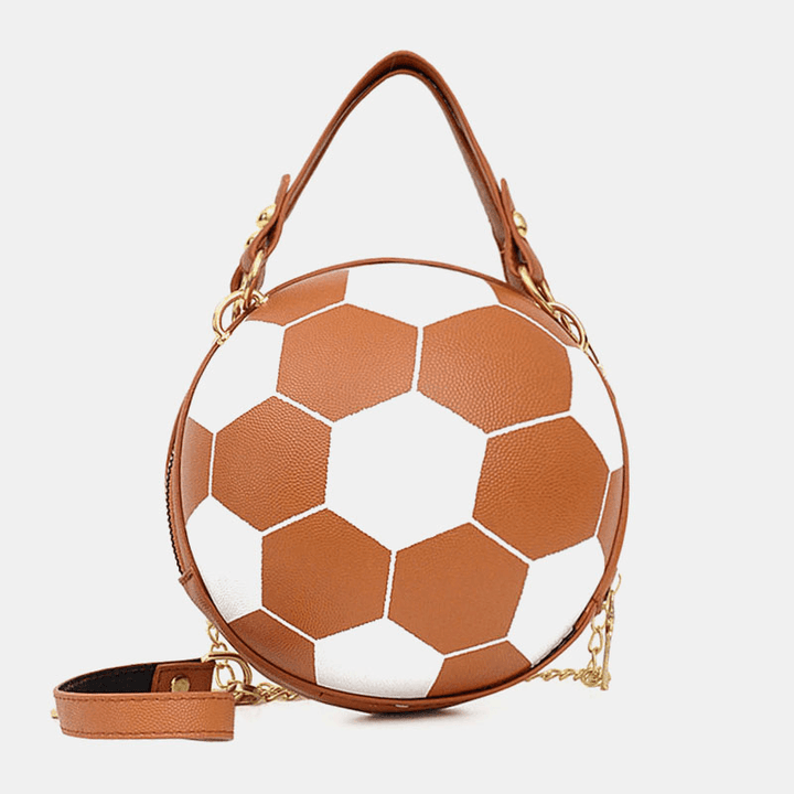 Women Unique Design Basketball Football Look Mini round Bag Hangbag Fashion Adjustable Shoulder Bag Cross Body Bag - MRSLM