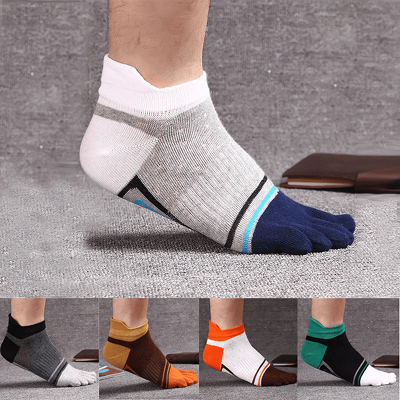 Mens Fashion Five Toes Cotton Socks Spell Color Casual Comfortable Socks - MRSLM