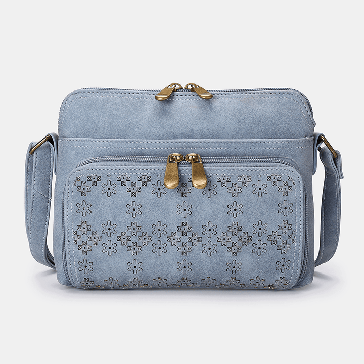 Hollow Out Lightweight Solid Flower Design Crossbody Bag - MRSLM