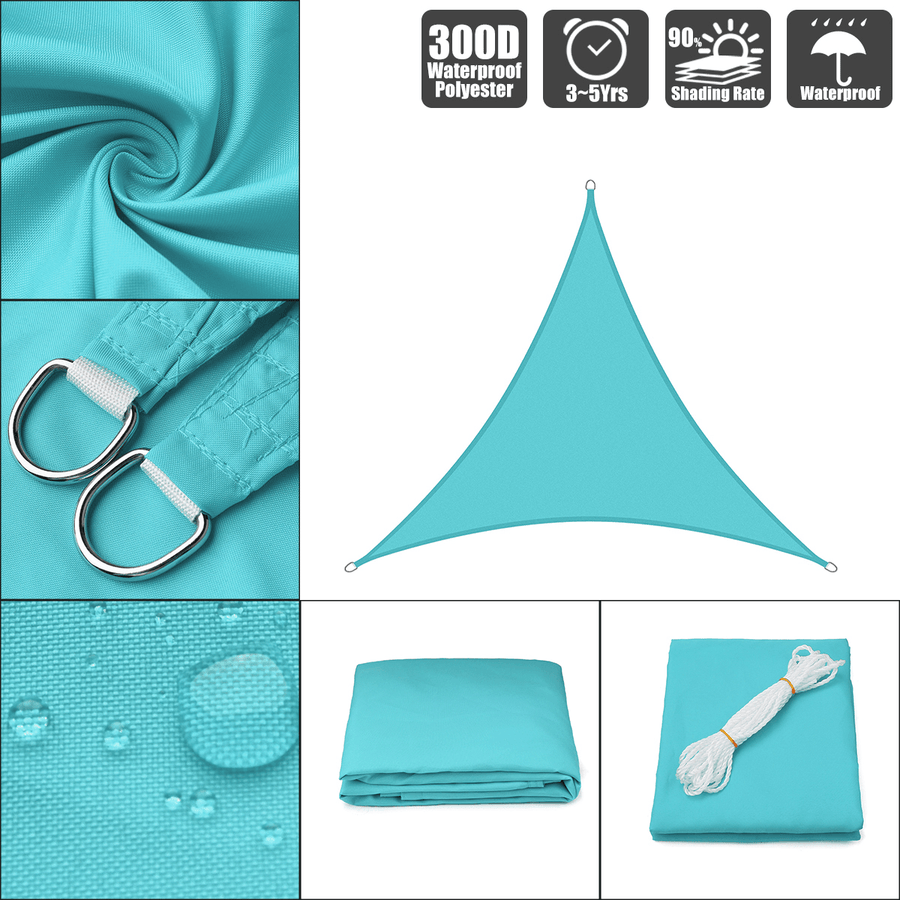 300D 160GSM Heavy Duty Sun Shade Sail Waterproof UV Garden Patio Awning Canopy Tent Sunshade Shelter Outdoor Camping - MRSLM