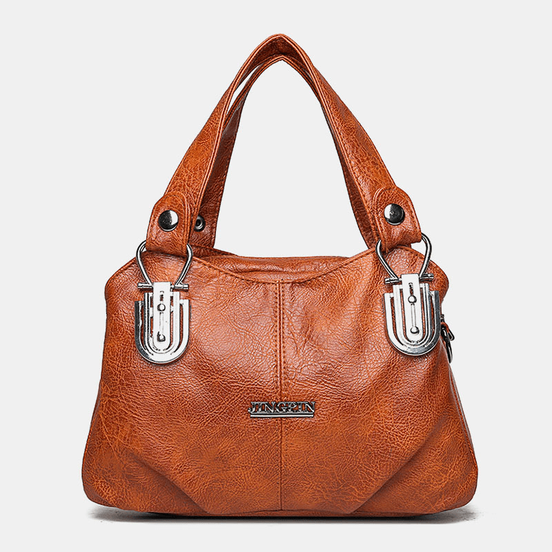 Women Faux Leather Retro Business Shopping All-Match Large Capacity Multi-Carry Handbag Tote Crossbody Bag - MRSLM