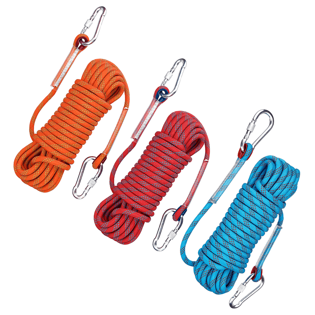 30Mx10Mm Double Buckle Professional Rock Climbing Rope Outdoor Sports Survival Downhill Safety Rope - MRSLM