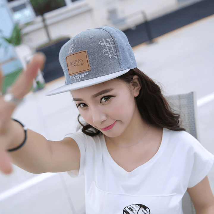 Letter Patch Graffiti Casual Denim Baseball Cap - MRSLM