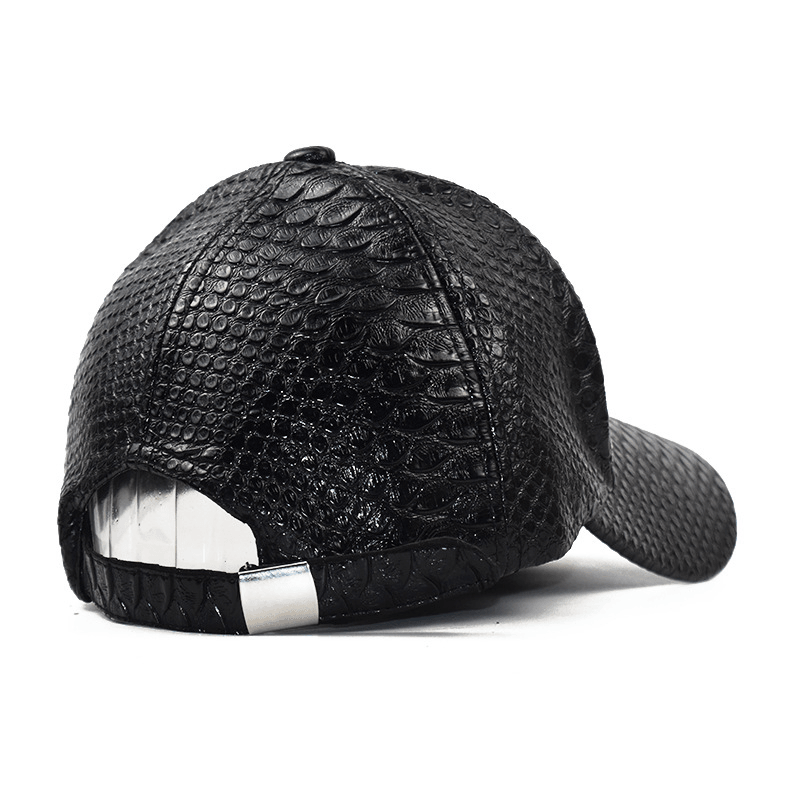 Women'S Autumn and Winter Pu Leather Snakeskin Pattern Sunshade Baseball Cap - MRSLM