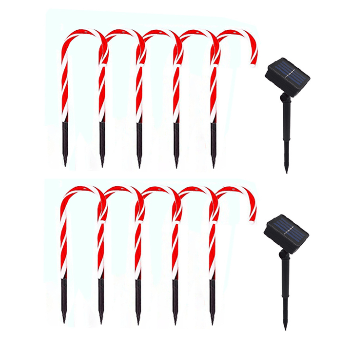 2020 Christmas Candy Cane Crutch String Lights Solar Powered LED Garland Path Landscape Light Lawn for Outdoor Wedding Decoration - MRSLM