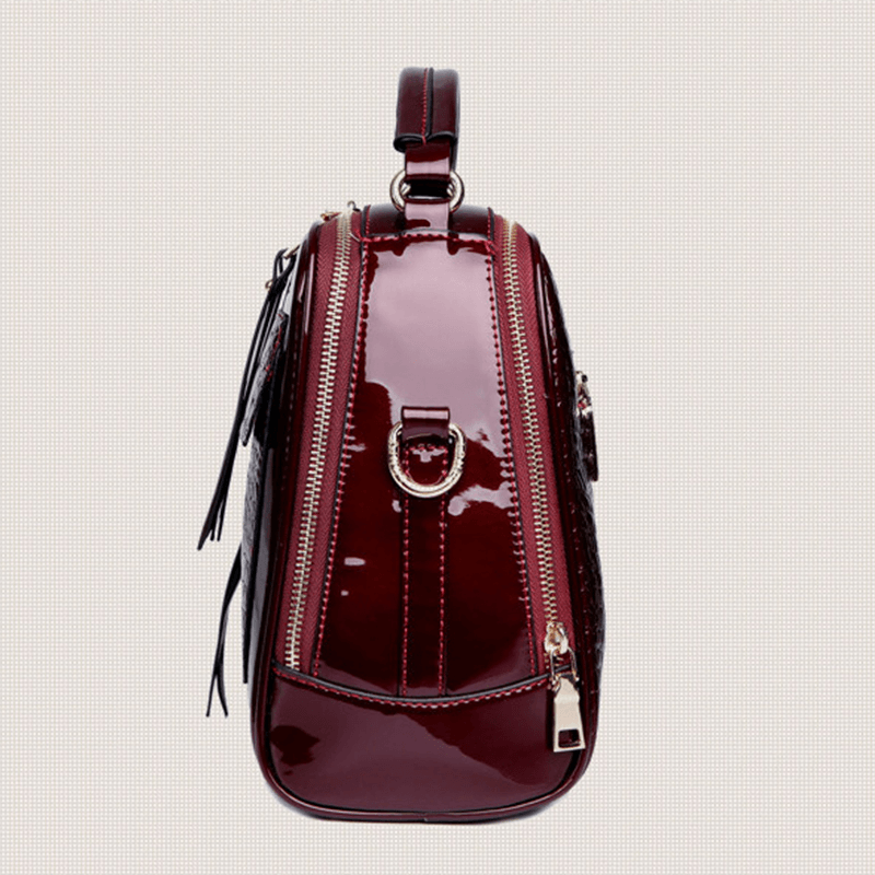 Women Patent Leather Seashell Bag Portable Diagonal Bag - MRSLM