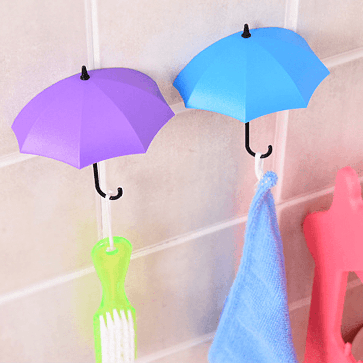 Honana 3Pcs Colorful Umbrella Shaped Creative Hanger Decorative Holder Pasties Wall Hook for Kitchen Bathroom Accessories Set - MRSLM