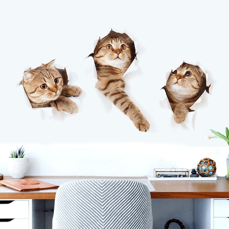 Miico 3D Creative PVC Wall Stickers Home Decor Mural Art Removable Cat Wall Decals - MRSLM