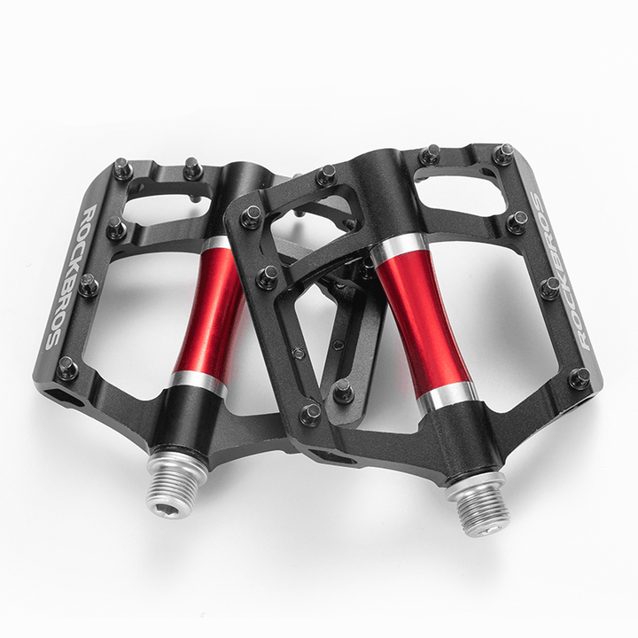 ROCKBROS MTB Pedales Bike Pedals Flat Pedals Aluminum 9/16" Non-Slip Sealed Bearing 21PCS Cleats Alloy Bicycle Platform Pedals - MRSLM