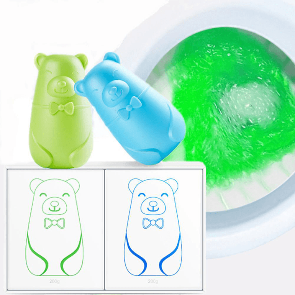 Automatic Cute Bear Toilet Cleaner Magic Automatic Flush Toilet Cleaner Helper Blue Bubble Cleaning Deodorizes Built-In Toilet Tank Deodorizer - MRSLM