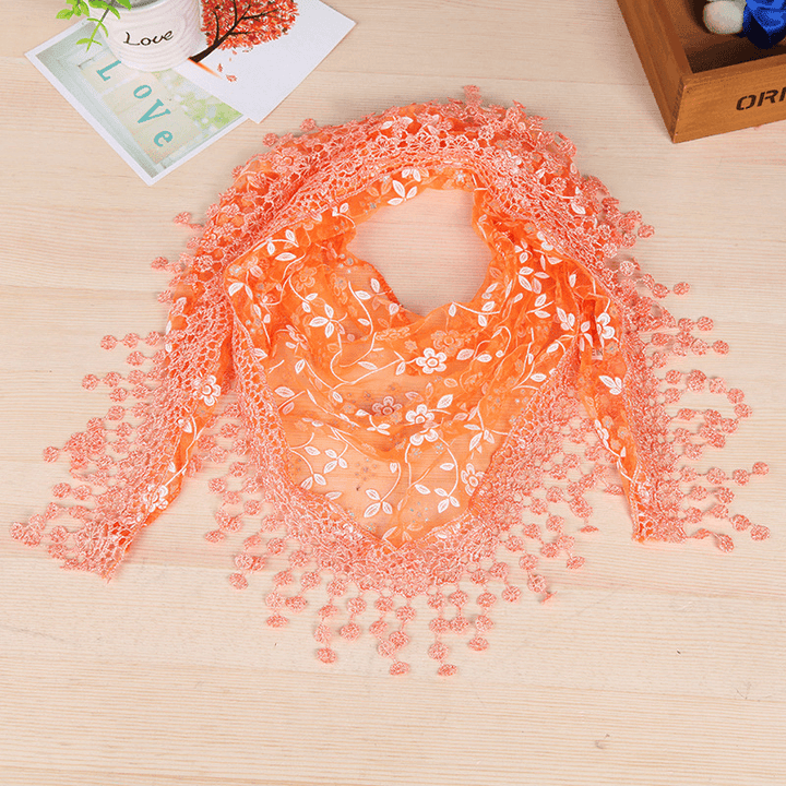 Women'S New Creative Lace Fringed Silk Scarf - MRSLM