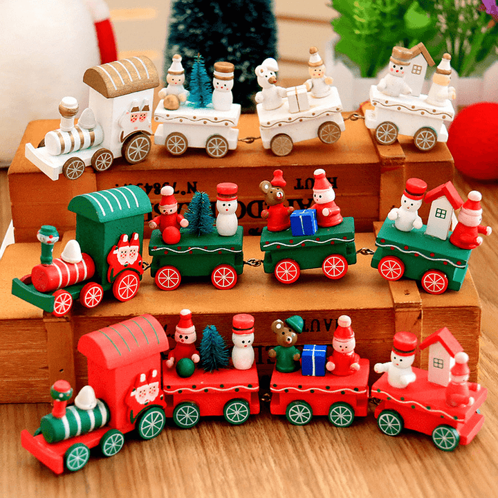 Christmas Wood Train Christmas Decorations Decor Innovative Gift for Children Diecasts Toy Vehic - MRSLM