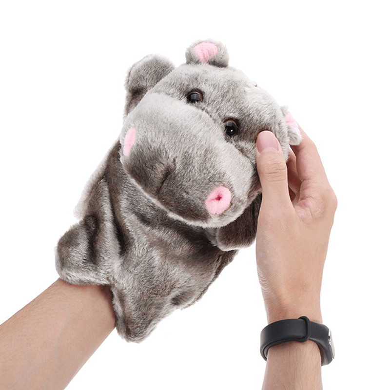 27Cm Baby Plush Toys Cute Cartoon Hippo Hand Puppet Baby Kids Doll Plush Toy Hand Puppets - MRSLM