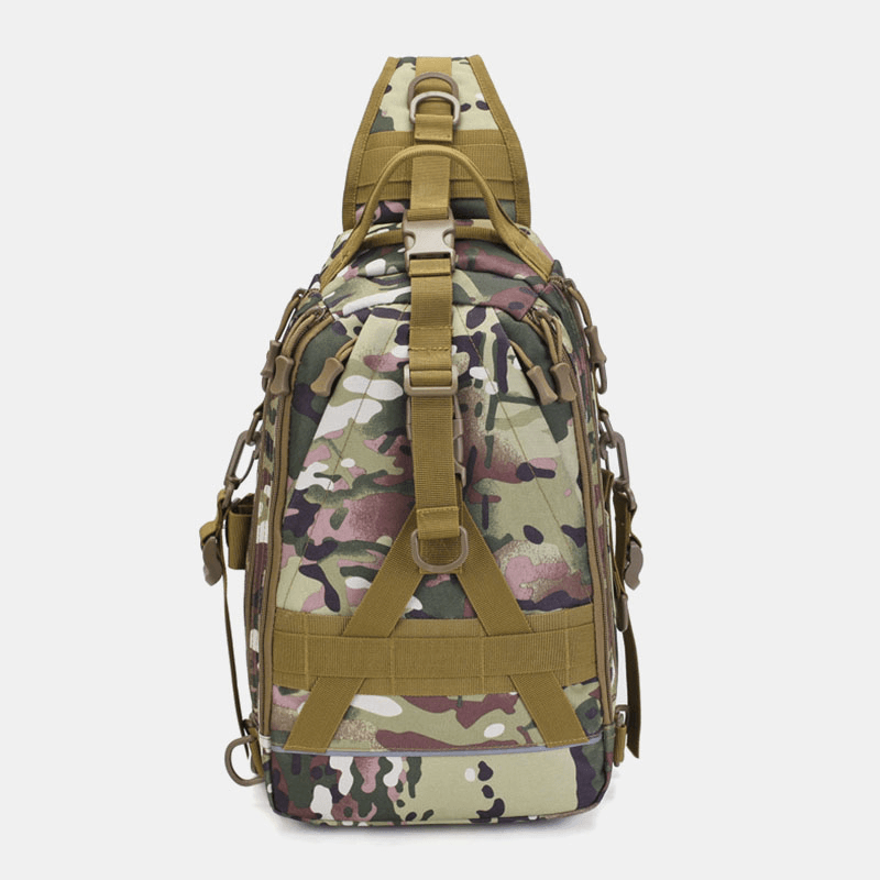 Men Oxford Camo Multifunction Waterproof Outdoor Sports Riding Tactical Shoulder Bag Crossbody Bag Chest Bag - MRSLM