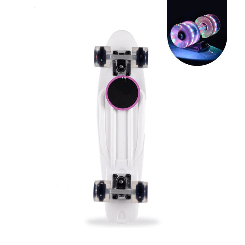 58X15Cm Cruiser Skateboard with ABEC-7 Bearing&Flashing Wheels Non-Slip Fish Board for Beginner＆Professional - MRSLM