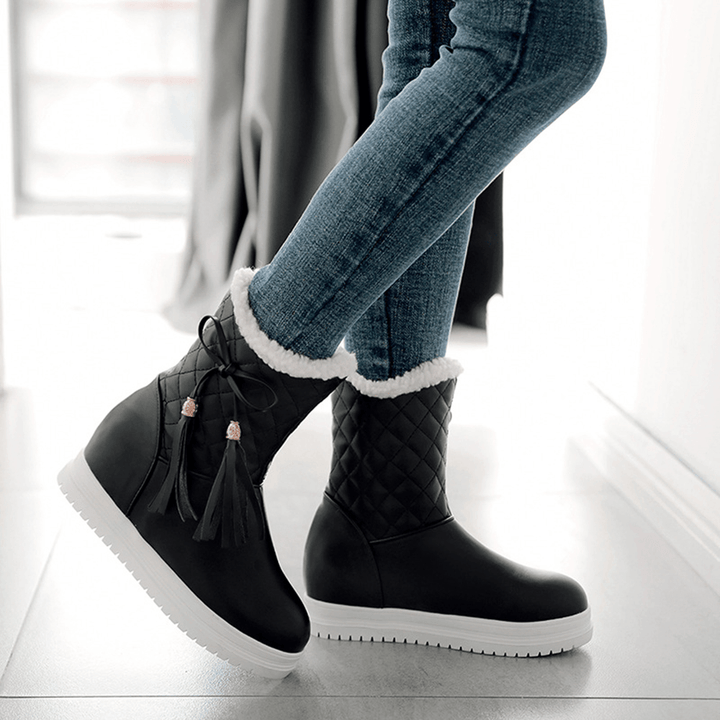 Warm Flat Platform Slip on Causal Soft Ankle Snow Boots - MRSLM