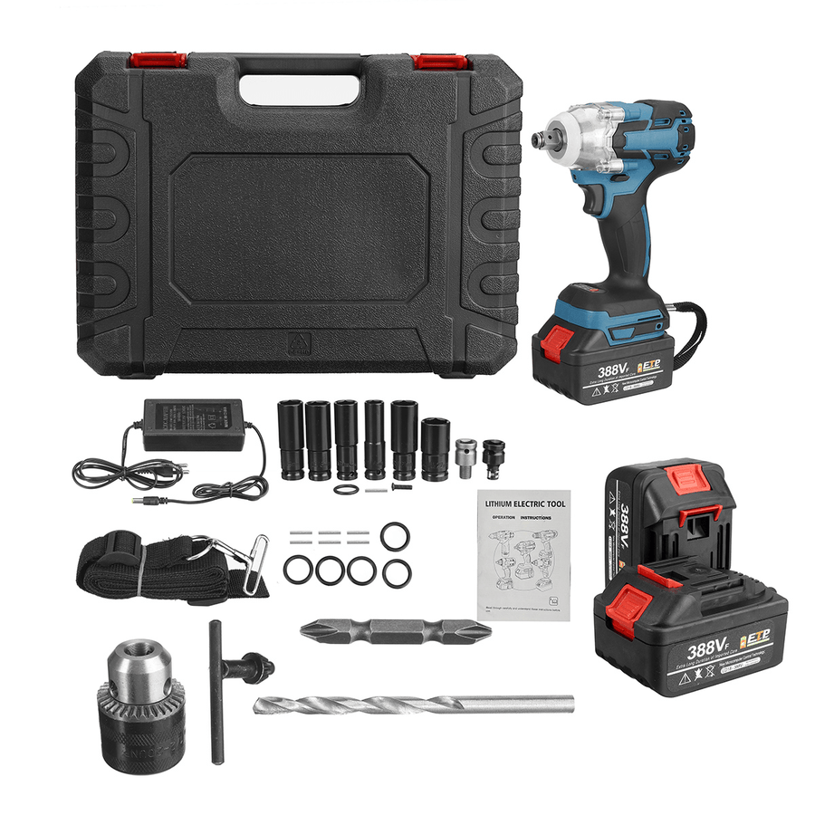 388VF 1/2" Square 520N.M Drive Cordless Impact Wrench Li-Ion Brushless Electric Wrench W/ 1/2 Battery & Storage Case - MRSLM