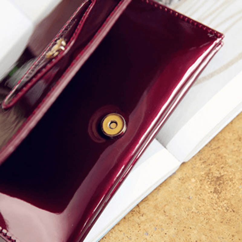 Bakeey Female Casual Patent Leather Small Square Bag Chain Phone Bag Shoulder Messenger Bag with Transparent Phone Slot - MRSLM