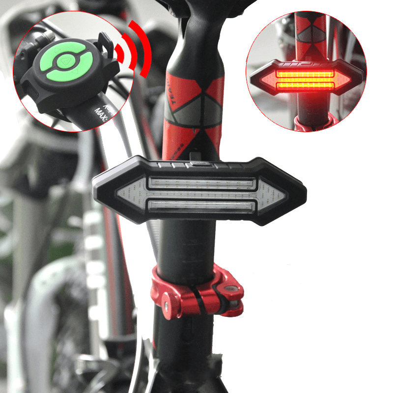 BIKIGHT Intelligent Remote Control Bicycle Light LED Warning Laser Steel Ring Tail Lights - MRSLM