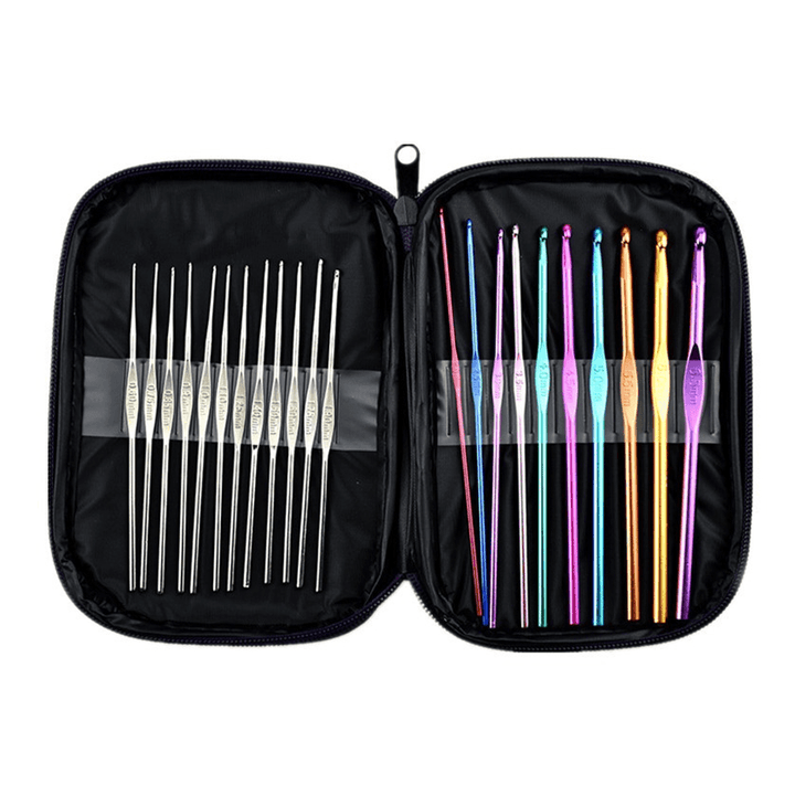 90Pcs Crochet Hook Kit Yarn Knitting Needles Sewing Tool Ergonomic Grip Bag Set - MRSLM