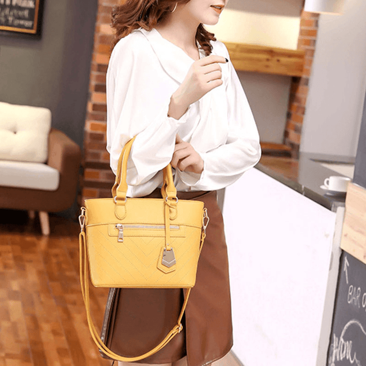 Women Solid Multi-Pocket Commuter Satchel Crossbody Bag Shoulder Bag Handbag - MRSLM