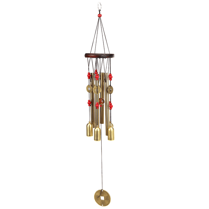 Solid Wood Bronze Wind Chimes Hanging Ornament Yard Garden Decor Gift - MRSLM