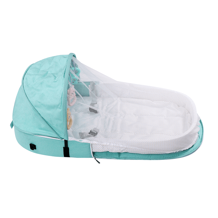 2-In-1 Folding Baby Sleeping Bed Lounger Travel Infant Bed with Mosquito Net - MRSLM