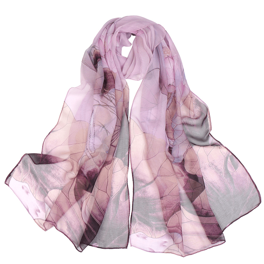 Summer Lotus Pond Moonlight Thin Silk Scarf - MRSLM