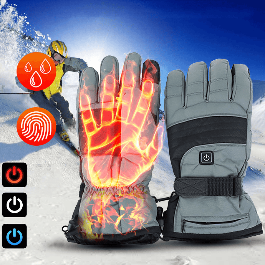 3 Modes Heated Gloves Winter Warmers Thermal Touch Screen Windproof Waterproof Skiing Cycling Riding Gloves - MRSLM