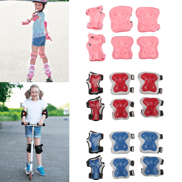 6PCS/ Set Adult Children Knee/Elbow/Wrist Pads Protective Gears for Skateboard Bicycle Ice Inline Roller Skate Protector Kids Scooter - MRSLM