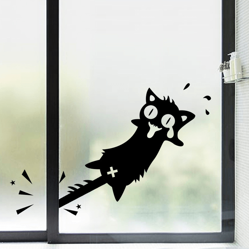 Honana Cartoon Clip to the Tail of a Cat Wall Sticker for Home Decor PVC Decals Doors Windows Car Stickers Black Cat Clip Tail Pattern Vinyl Wall Art Decals for Kitchen Cabinet Car Door DIY Stickers - MRSLM