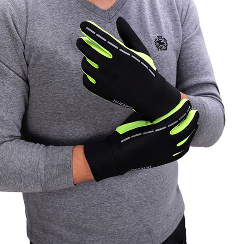 Mens Anti-Skid Fleece Outdoor Cycling Gloves Winter Warm Full Finger Windproof Mittens - MRSLM